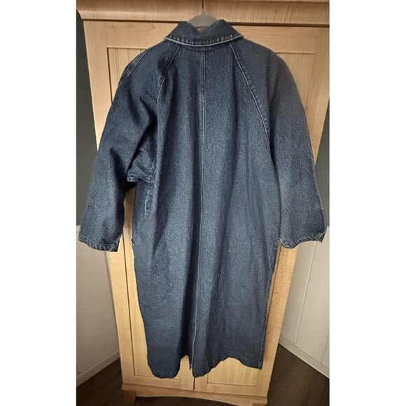 Osh Kosh Adult Size L Denim Duster Trench Chore Coat Long Jacket Made In USA - Picture 4 of 5